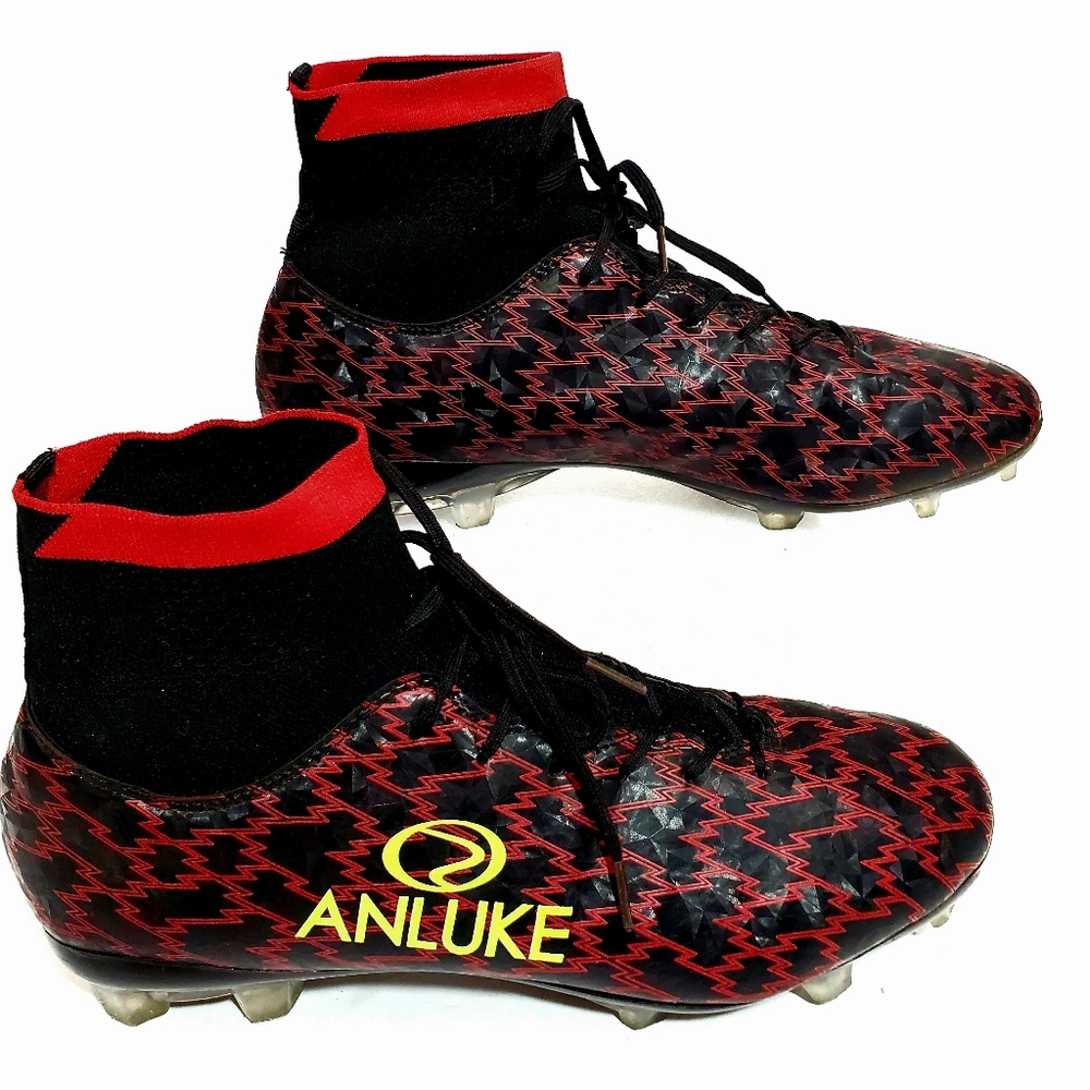 Anluke Fit Collar Black & Red Soccer Cleats Size 41 EUR 8 Men 9.5 Women NWOT - Picture 6 of 13